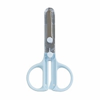 #クツワ 事務小物 キャップ一体コンパクトはさみ  ブルー SS124BL