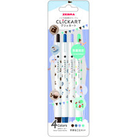 91最終_ゼブラ(国内販売のみ） 水性マーカー クリッカート限定 ユルカワF 0.6mm ダークブラウン、スモーキーブルー、ミントグリーン、ブルーベリーアイス WYSS22-YF-4C-S