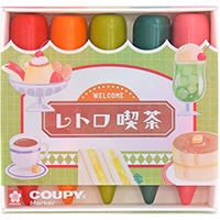 #サクラクレパス ラインマーカー クーピーマーカー5  レトロ喫茶 FYLM-5C