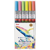 #ぺんてる カラー筆ペン アートブラッシュ 蛍光6色セット  XGFLP-LM6STA