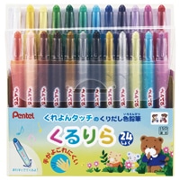 #ぺんてる 色鉛筆 くるりら･24色セット（限定色入） くりだし式  GTW-24