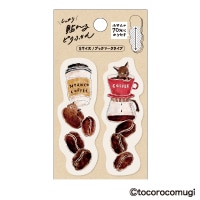 #ヒサゴ 付箋 しっかり貼れるピタふせん・トコロムギ ブックマークタイプS 焙煎コーヒー豆にゃんこ UTN324