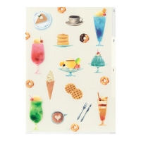 #デザインフィルミドリ(国内販売のみ） ファイリング用品 3ポケットクリアホルダー A4 喫茶店柄 35670006