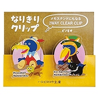 #パインブック 事務小物 2WAYクリアークリップ  ピノキオ･ハシビロコウ k602014