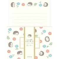 #古川紙工 レターセット ハンコのレター 便箋8枚 封筒4枚入 ハリネズミとお花 LLH7