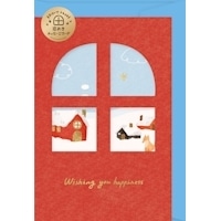 #古川紙工 メッセージカード 窓あきメッセージカード  雪景色とおうち CS157