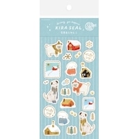 #古川紙工 シール 箔押しシールシート  雪景色とわんこ QS340