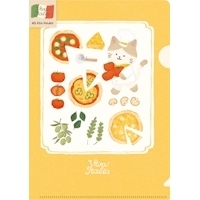 #古川紙工 ファイリング用品. クリアファイル･イタリア A5 ピザにゃんこ QE178