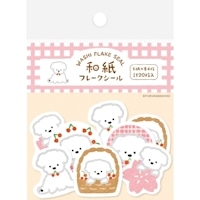 #古川紙工 シール 和紙フレークシール  サクラと白いわんこ QSA354