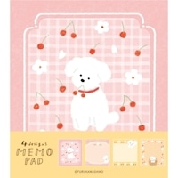 #古川紙工 メモ帳 メモパッド  サクラと白いわんこ LM388