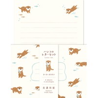 #古川紙工 レター ハンコのレターセット 便箋8枚:封筒4枚入 すいすいカワウソ LLH14