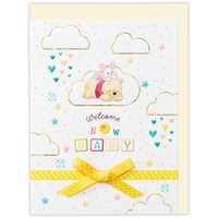 #日本ホールマーク(国内販売のみ） カード ご出産お祝い・プー ラメ加工,エンボス加工 イエローリボン 852702