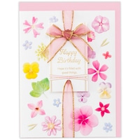 #日本ホールマーク(国内販売のみ） カード バースデー･押し花 箔加工,エンボス加工 ピンク 852764