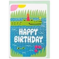 #日本ホールマーク(国内販売のみ） カード 立体バースデー･きらきら 箔加工,ダイカット ワニとケーキ 852863