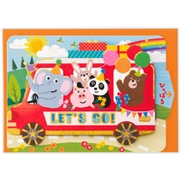 #日本ホールマーク(国内販売のみ） カード 立体バースデー 箔加工,ダイカット 車ひっぱるバースデー 852887