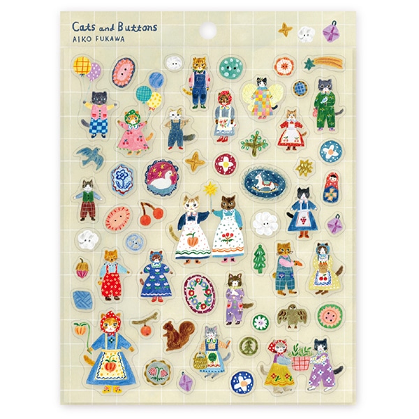 #表現社　cozyca products Aiko Fukawa シール Cats and Buttons　22-877