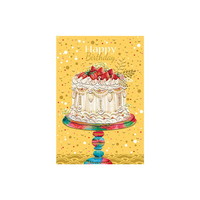 #チキュウグリーティングス カード　 バースデーミニカード  ケーキ AY220-57