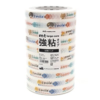#紀寺商事(国内販売のみ） ストアテープ ｍｔ　ｌａｒｇｅ　ｃｏｒｅ　ｓｍｉｌｅ　強粘着　１０巻パック 15mm×25m  MT10L082
