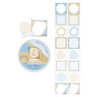 #ビバリー シール ラベラーロールシール･バウム 8design･500Sheet フレーム･コットンブルー SL-280