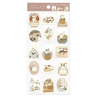 #アクティブコーポレーション ペーパーシール トビマツショウイチロウ　コットンペーパーシール  猫と食べものの暮らし L03-SF-215
