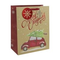 #クオバディス・ジャパン ペーパーバッグ クリスマスペーパーバッグカー Ｍ  クラフト cfX-32760-2