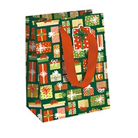 #クオバディス・ジャパン(国内販売のみ） ラッピング クリスマスペーパーバッグ　スウィートクリスマス　Ｓ 21.5x25.3x10.2cm ｸﾞﾘｰﾝ cfX-34644-3