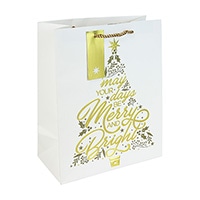 #クオバディス・ジャパン(国内販売のみ） ラッピング用品 クリスマスペーパーバッグ･ブライトツリー M ホワイト cfX-36063-2