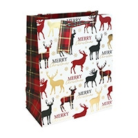 #クオバディス・ジャパン(国内販売のみ） ラッピング用品 クリスマスペーパーバッグ･ＷＨスタッグタータン M ホワイト cfX-36157-2