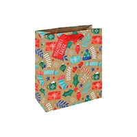 #クオバディス・ジャパン(国内販売のみ） ラッピング用品 クリスマスペーパーバッグ･ウィンターアイコン S ブラウン cfX-36166-3