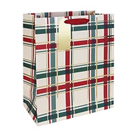 #クオバディス・ジャパン(国内販売のみ） ラッピング用品 クリスマスペーパーバッグ･クリームタータン M ホワイト cfX-36431-2