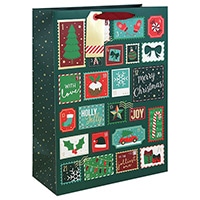 #クオバディス・ジャパン(国内販売のみ） 梱包用品 クリスマスペーパーバッグスタンプ XL グリーン cfX-37463-1W