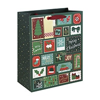 #クオバディス・ジャパン(国内販売のみ） 梱包用品 クリスマスペーパーバッグスタンプ M グリーン cfX-37463-2