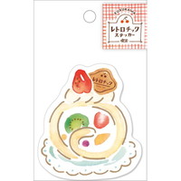 #古川紙工 レトロチックステッカー喫茶　ロールケーキ QZ15