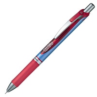 #ぺんてる ボールペン エナージェルボール ノック式 0.5mm ブルー軸 赤  BLN75-B