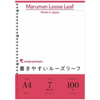 【マルマン】ルーズリーフ 書きやすいルーズリーフ メモリ入7mm罫 A4 30穴 100枚  L1100H