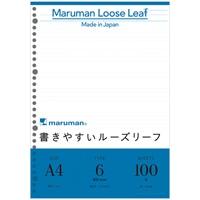 【マルマン】ルーズリーフ 書きやすいルーズリーフ メモリ入6mm罫 A4 30穴 100枚  L1101H