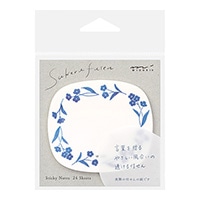【ミドリ】(国内販売のみ)  付せん紙 透ける 青い花柄   19081
