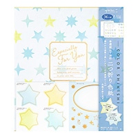【ミドリ】(国内販売のみ) 色紙 カラー色紙 シール付  半透明 二つ折り 星柄  33248