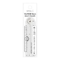 【ミドリ】マルチ定規16cm 透明  42263