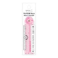 【ミドリ】マルチ定規16cm ピンク  42264