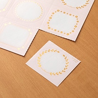 【ミドリ】カラー色紙用シール 箔 花柄 ピンク  82398