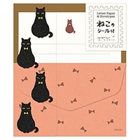 【ミドリ】(国内販売のみ)ミニレターセット  黒猫柄 86306006