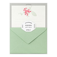 【ミドリ】(国内販売のみ)レターセット 活版 ブーケ柄 赤  86460