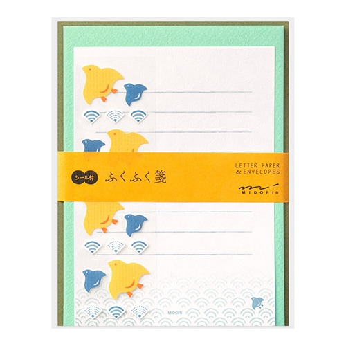 #ミドリ(国内販売のみ)  レターセット レターセット シール付き  ふくふく 千鳥柄  86482