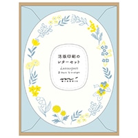 【ミドリ】(国内販売のみ) レター レターセット490 活版 ダイカット リース柄 青 86490006