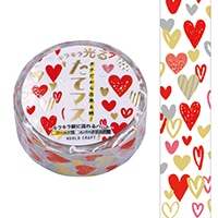 #ワールドクラフト マスキングテープ キラキラ光るたてマス 15mm×5m Hearts TMKR-001